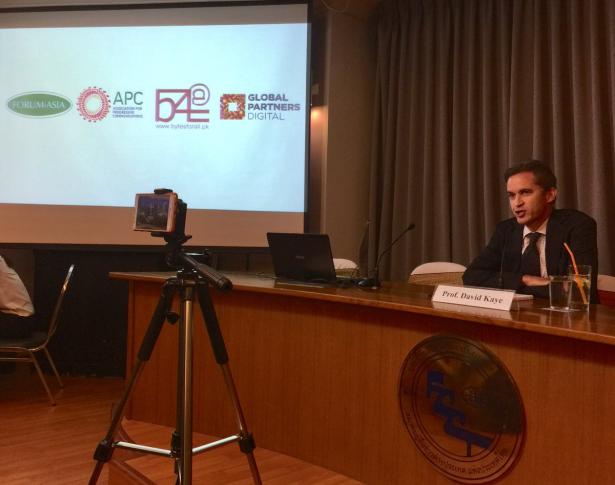 Image: Prof. David Kaye during the event. Source: Twitter