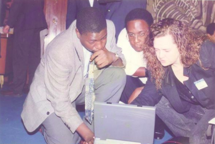 Photo: Karen with Charles Musisi from MUKLA in Uganda and Bill Sangiwa from COSTECH in Tanzania.