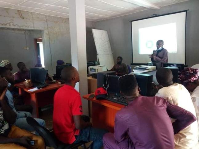 Photo: CITAD's executive director Y. Z. Yau leading a capacity-building session on community networks in Abuja.